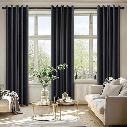 MIULEE Dark Grey Blackout Curtains for Bedroom Living Room 72 Inches Long 2 Panels, Thermal Insulated Room Darkening Drapes Solid Grommet Noise Reduction Light Blocking Window Curtains W40 x L72 Inch