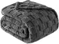 Exclusivo Mezcla Queen Size Flannel Fleece Blanket, Super Soft and Warm Lightweight Checkered Pattern Blankets for All Seasons, 90x90 Inches, Dark Grey