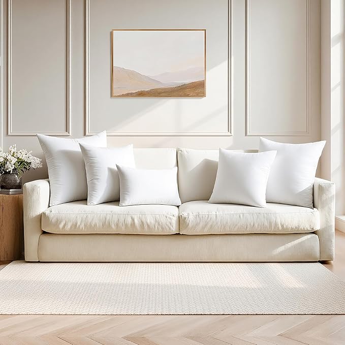 MIULEE 18x18 Pillow Inserts with Cotton Cover,Set of 4 100% Virgin Microfiber Throw Pillows for Couch Sofa and Bed