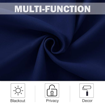 NICETOWN Royal Blue Blackout Kitchen Curtains - Energy Smart Blackout Grommet Curtain Panels for Bathroom/Loft Window/Living Room (42W by 36L 1.2 inches Header, Set of 2)