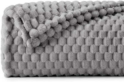 BEDELITE Fleece Throw Blanket for Couch & Bed - 3D Jacquard Decorative Grey Blanket, Super Soft and Cozy Warm Fuzzy Blanket All Seasons Suitable, 50x60Inches