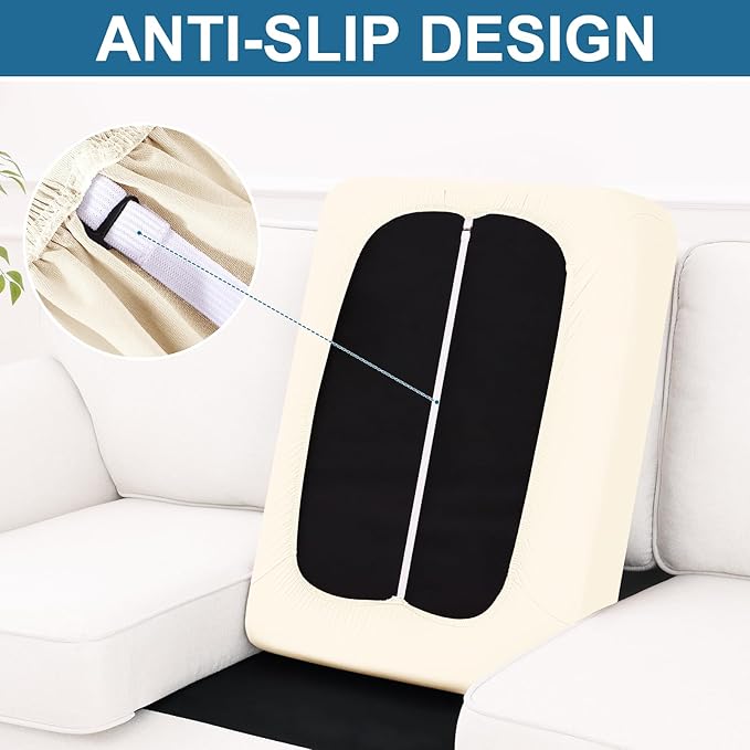 Smiry Printed Couch Cushion Covers, Stretch Soft Couch Covers for Sofa, Washable Non-Slip Sofa Slipcover Furniture Protector for Indoor and Outdoor (2 Pack, Cream)