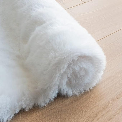 ORINOVA White Faux Fur Rug 5x7 Rugs for Living Room Shag Washable Area Rug Fuzzy Rugs for Bedroom Girl Room Decor Rectangle Rug