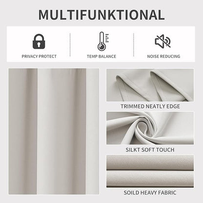 Joydeco Blackout Curtains 90 Inch Length 2 Panels Set, Thermal Insulated Long Curtains& Drapes 2 Burg, Room Darkening Grommet Drapes for Bedroom Living Room Window (Natural, W52 x L90 Inch)