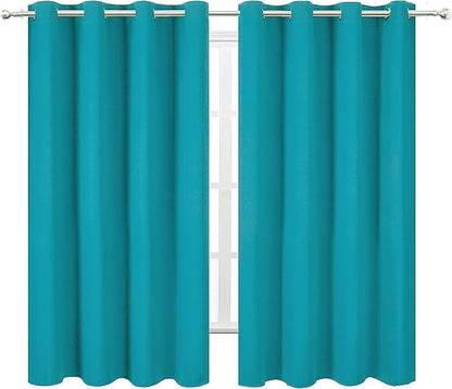 LEMOMO Teal/Turquoise Kids Blackout Bedroom Curtains/52 x 63 Inch/Set of 2 Panels Thermal Insulated Living Room Curtains