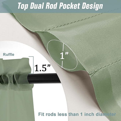 Green Sheer Curtains 216 Inches Long, Extra Long Light Filtering Modern Scarf Curtains for Wedding Party Ceremony Canopy Decor, Rod Pocket Voile Window Drapes, 2x42Wx216L Inches