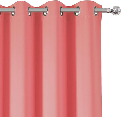 LEMOMO Coral Blackout Curtains 52 x 54 Inch Length/Set of 2 Curtain Panels/Thermal Insulated Room Darkening Blackout Curtains for Bedroom