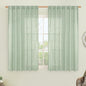 LAMIT Semi Sheer Linen Curtains 45 Inches Long, Light Filtering Panels Back Tab and Rod Pocket Neutral Drapes for Kitchen/Window/Bedroom, Fresh Green, 2 Panels, 52 x 45 Inch
