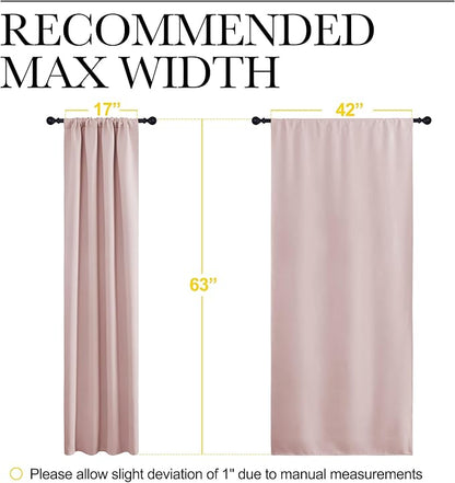 NICETOWN Blackout Curtains for Living Room, Blush Pink, 2 Panels, 42 by 63, Darkening Window Curtain Panels, Easy-Care Solid Thermal Insulated Draperies/Drapes for Daughter Room