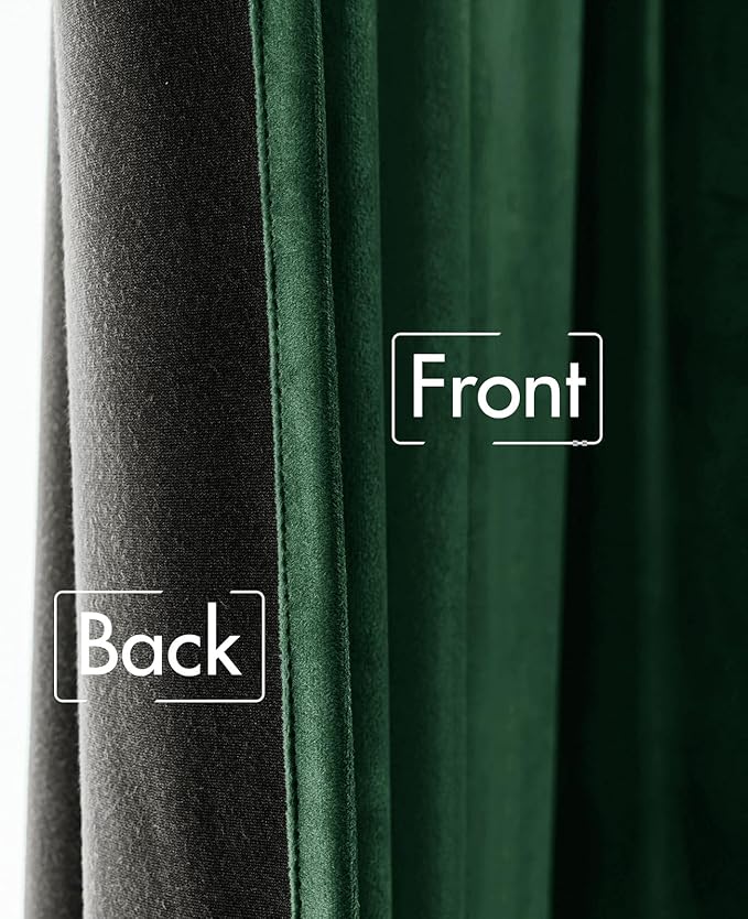 MIULEE Velvet Curtains 84 inches - Luxury Blackout Curtains for Bedroom Living Room Thermal Insulated Super Soft Window Drapes Back Tab, Christmas Hunter Green Forest Green W52 x L84 inches, 2 Panels
