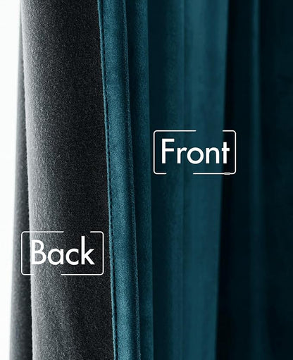MIULEE Blue Velvet Curtains 108 inches Long 2 Panels - Luxury Room Darkening Curtains for Bedroom Living Room Thermal Insulated Fall Decor Super Soft Window Drapes Rod Pocket & Back Tab, Peacock Blue
