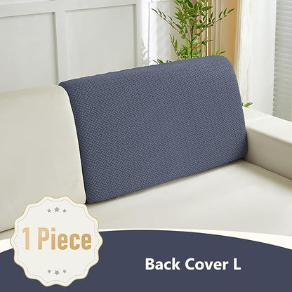 Couch Cushion Covers for Sofa Couch Covers Wear-Resistant Universal Sofa Cover Washable Stretch for Sectional Slipcovers (Texture-Gray Blue,Back Cover L)