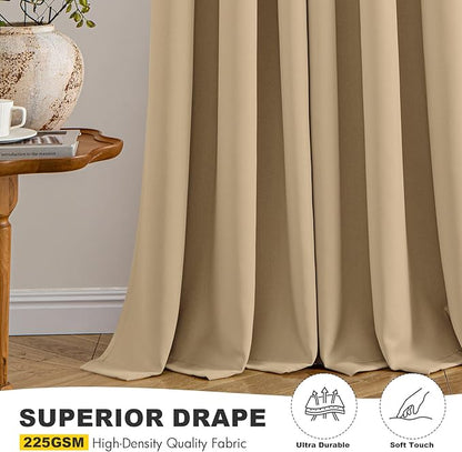 MIULEE Taupe Brown Blackout Curtains for Bedroom Living Room 84 Inches Long 2 Panels, Thermal Insulated Room Darkening Drapes Solid Grommet Noise Reduction Light Blocking Window Treatments 40x84 Inch
