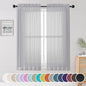 OWENIE Sheer Curtains 63 inch Length for Bedroom Living Room 2 Panels Set, Rod Pocket Top Fimly Sheer Vertical Curtains & Drapes, Soft Light Weight Airy Sheer Curtians for Basement Bathroom, 42"x63"