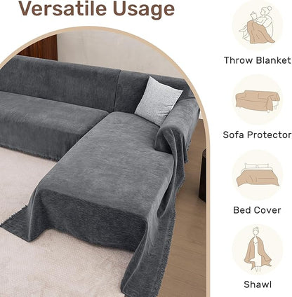 Sectional Couch Covers, 2 Pieces Washable L Shaped Couch Covers Sofa Blanket for Dogs Pet Friendly Sectional Sofa Slipcovers Furniture Covers,71"x 102"+ 71"x 110",(Large,Dark Gray)