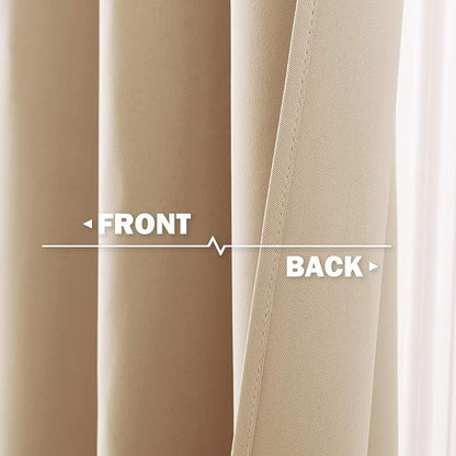 NICETOWN Small Kitchen Windows Curtains - Blackout Functional Thermal Insulated Window Treatment Curtains/Drapes, Home Christmas Decoration (Biscotti Beige, 2 Panels, 42W by 36L + 1.2 inches Header)