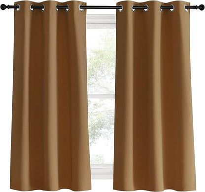 NICETOWN Kitchen Curtain Panels Blackout Draperies, Gold Brown, 1 Pair, 34 by 60-Inch, Thermal Insulated Solid Grommet Blackout Curtains/Drapes