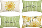 AVOIN colorlife Home Sweet Home Spring Summer Flowers Green Throw Pillow Covers, 12 x 20 Inch Cushion Case for Sofa Couch Set of 4