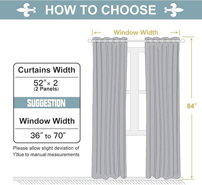 ChrisDowa Grommet Blackout Curtains for Bedroom and Living Room - 2 Panels Set Thermal Insulated Room Darkening Curtains (Light Grey, 52 x 84 Inch)