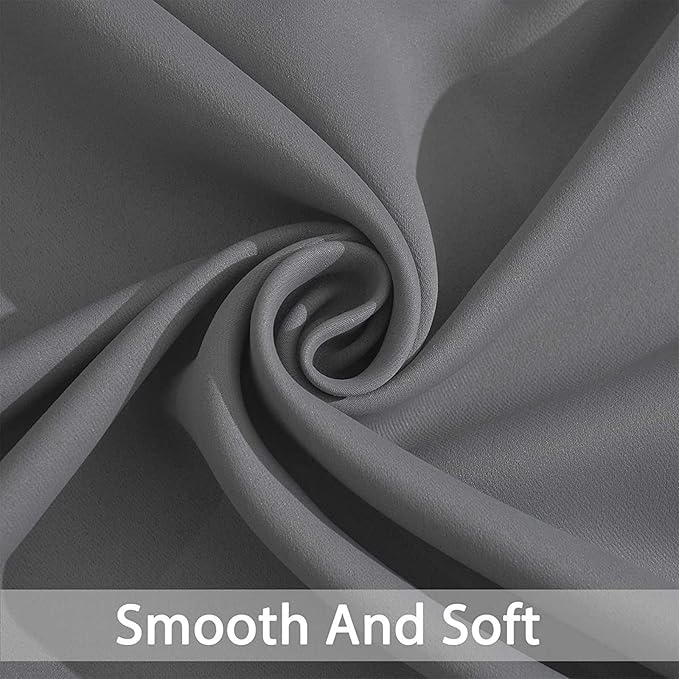 Yakamok Blackout Curtains Room Darkening Thermal Insulated Window Panels,Solid Grommet Top Drapes for Bedroom/Living Room(70Wx84L, Grey, 2 Panels)