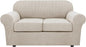 H.VERSAILTEX 3 Piece Stretch Sofa Covers for 2 Cushion Loveseat Couch Covers for Living Room Furniture Cover (Base Cover Plus 2 Seat Cushion Covers) Thicker Jacquard Fabric(Medium, Island Fossi)