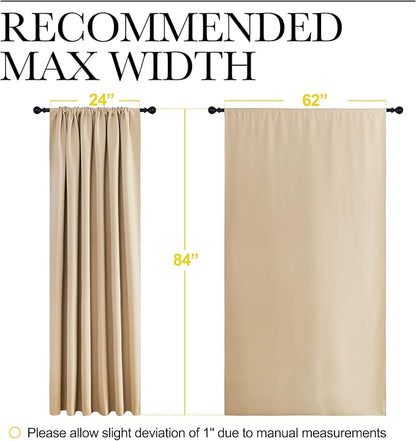NICETOWN Room Darkening Curtains for Bedroom - Triple Weave Home Decoration Thermal Insulated Solid Drapes for Patio Door (Biscotti Beige, Set of 2 Panels, 62 x 84 Inch)