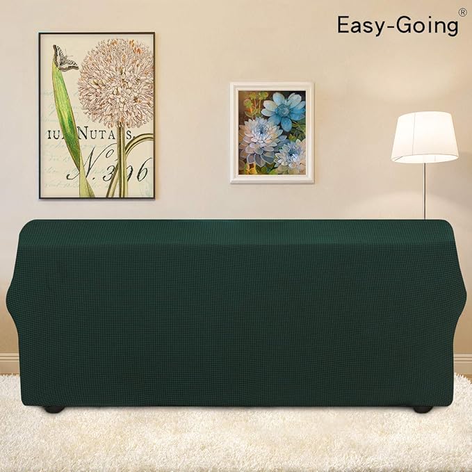 Easy-Going Stretch Oversized Sofa Slipcover 1-Piece Sofa Cover Furniture Protector Couch Soft with Elastic Bottom for Kids, Polyester Spandex Jacquard Fabric Small Checks Dark Green
