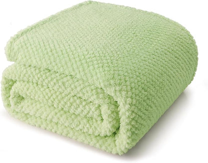 Whale Flotilla Extra Large Fuzzy Fleece Throw Blanket for Couch, 50x70 Inch Fluffy Warm Soft Jacquard Blankets for All Season, Lightweight and Cozy, Light Green