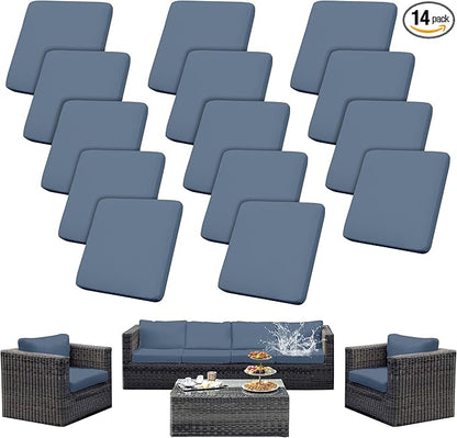 Outdoor Cushion Covers Set,14PCS Patio Furniture Couch Seat Slipcovers, Replacement for Sofa Sectional Chair(Cover，Only)