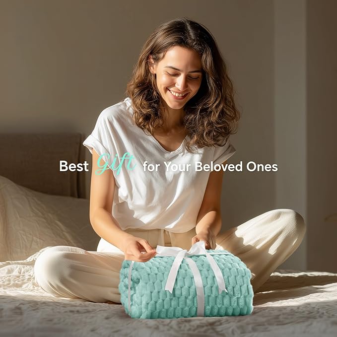 BEDELITE Jacquard Blanket - 3D Fleece Decorative Haze Blue Throw Blanket, Super Soft and Cozy Warm Fuzzy Blanket All Seasons Suitable, 50x60Inches