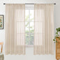 BGment 63 Inches Long Burlap Linen Semi Sheer Curtains for Living Room - Natural Tan Drapes Rod Pcoket Light Filtering Window Treatments for Farmhouse Bedroom Lightweight, 2 Panels Set, 52 X 63 Inch