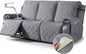 TAOCOCO 100% Waterproof Recliner Sofa Cover, Non Slip Split Couch Covers for Reclining Couches with Elastic Straps, Washable Reclining Sofa Cover Furniture Protector for Kids Pets(3 Seater, Gray)