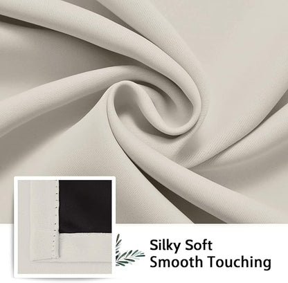 SimpleHome 100% Blackout Curtains for Bedroom,Thermal Insulated Cream Grommet Window Drapes Room Darkening Curtains for Living Room with Black Back,38 x 72 Inch,2 Panels