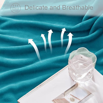 Exclusivo Mezcla Fleece Blankets Queen Size for Bed, Super Soft and Warm, All Season, Cozy, Plush, Lightweight, 90x90 Inches, Teal
