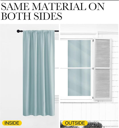 NICETOWN 2 Panels Blackout Curtains, Rod Pocket Thermal Insulated Curtains for Bedroom, Room Darkning Shading Blinds Modern Home Decoration for Living Room, Home Office, W42 x L63 in, Aqua Green