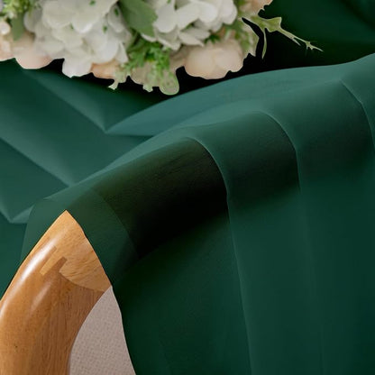 Lecloud Hunter Green Sheer Curtains 54 Inch Length 2 Panels, Voile Light Filtering Curtains with Rod Pocket, Transparent Tulle Drapes for Bedroom Laundry, Each Panel 42 X 54 Inch