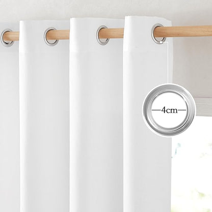 NICETOWN Thick Linen White Curtains 72 inches Long for Doorway, Grommet Vertical Drapes Privacy Added with Light Through Window Treatments for Bedroom, W55 x L72, 2 Pieces