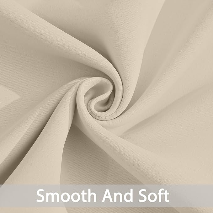 Yakamok Thermal Insulated Grommet Blackout Draperies/Drapes for Bedroom Window,Room Darkening Curtain Panels (2 Panels, W52 x L63 -Inch,Cream Beige)