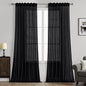 MIULEE Black Linen Curtains 84 Inch Length 2 Panels for Bedroom Living Room, Soft Thick Linen Textured Back Tab Window Drapes Semi Sheer Light Filtering Rod Pocket Modern Farmhouse Halloween Decor