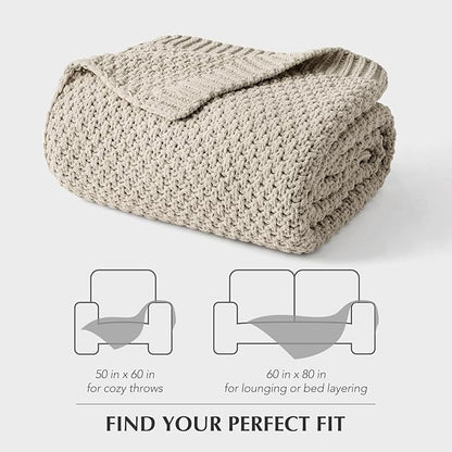 EVERGRACEHOME Chunky Chenille Knit Throw Blanket for Couch, Soft Luxurious Moss Stitch Blankets for Bed, Cozy Decorative Farmhouse Knitted Throws for Sofa, Warm Gray, 60" x 80"