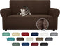 ZNSAYOTX Super Stretch Couch Cover Love Seat Sofa Covers for Living Room Dogs Pet Friendly Furniture Protector Spandex Loveseat Slipcovers with Anti Slip Foam Sticks (Coffee, Loveseat)