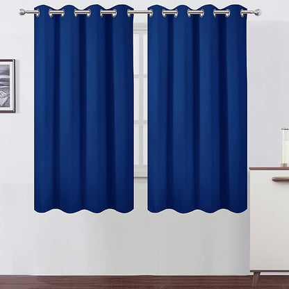 LEMOMO Blackout Curtains 52 x 63 inch/Royal Blue Curtains Set of 2 Panels/Thermal Insulated Room Darkening Bedroom Curtains