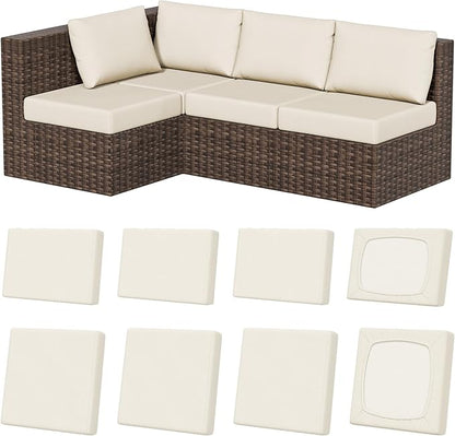 8Pcs Stretch Patio Cushion Covers, Outdoor Couch & Sofa Replacement Slipcovers for Patio Furniture Cushion Covers, Washable Reusable Furniture Protector