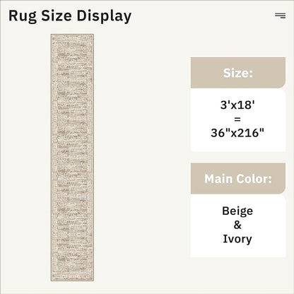 Hallway Runner Rug 3x18 - Kitchen Rugs 18ft Washable Entryway Rug Vintage Kitchen Runners Non Slip Farmhouse Indoor Carpet Runner for Living Room Bedroom, Brown