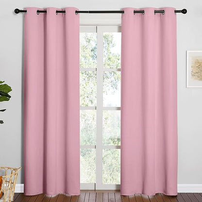 NICETOWN 84 inches Blackout Curtains for Office and Theater, Thermal Insulated Solid Grommet Drapes for Living Room (Crystal Pink, 1 Pair, 42 inches Wide)