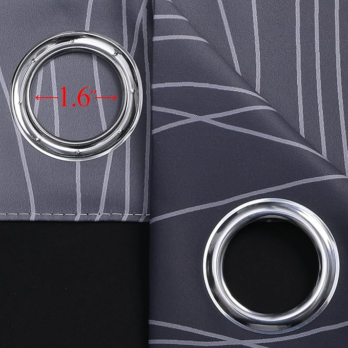 Estelar Textiler Black and Greyish White Ombre Blackout Curtains 90 Inch Length 2 Panels Set, Thermal Insulated Drapes for Bedroom,Full Room Darkening Grommet Gradient Curtains for Living Room,52Wx90L