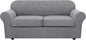 H.VERSAILTEX 3 Piece Stretch Sofa Covers for 2 Cushion Sofa Couch Covers for Living Room Furniture Cover (Base Cover Plus 2 Seat Cushion Covers) Thicker Jacquard Fabric(Large Sofa, Dove)