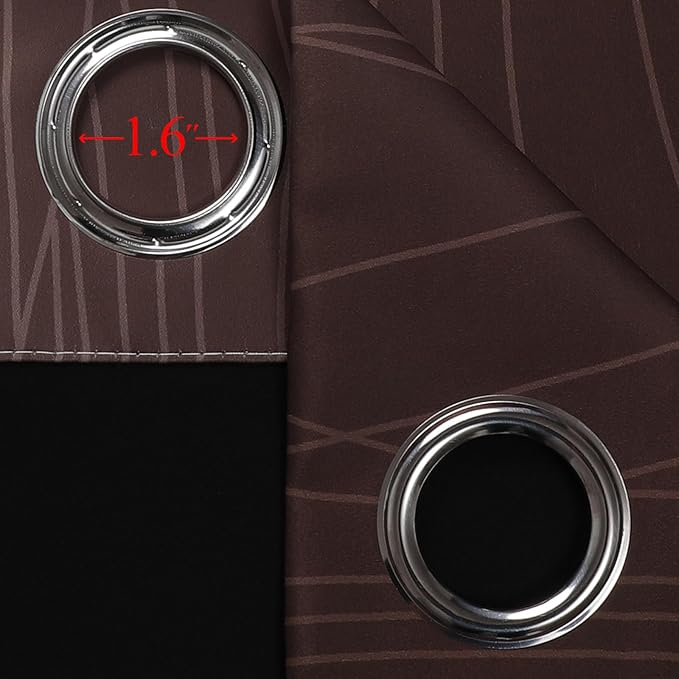 Estelar Textiler Brown and Greyish White Blackout Curtains for Living Room, Full Room Darkening Grommet Ombre Curtains for Bedroom, Thermal Insulated Light Blocking Gradient Drapes, 42Wx72L, 2 Panels