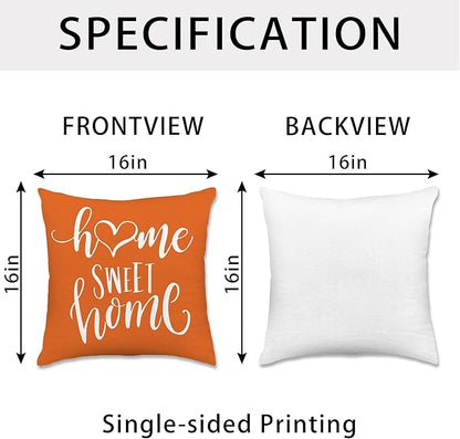Hexagram Geometric Orange Pillow Covers 16x16 Set of 4, Decorative Outdoor Boho Modern Throw Pillow Covers, Home Sweet Home Farmhouse Cushion Case for Couch Sofa Bedroom Indoor Decor(No Insert)
