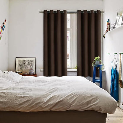 BGment Blackout Curtains for Bedroom - Grommet Thermal Insulated Room Darkening Curtains for Living Room, Set of 2 Panels (52 x 72 Inch, Brown)